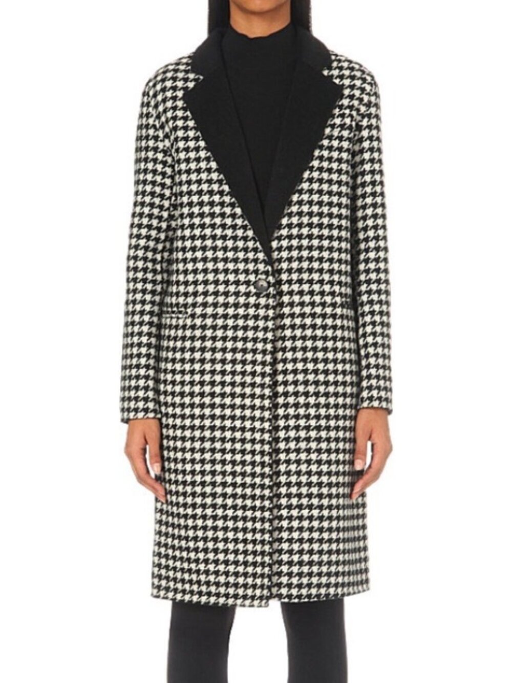Sandro Paris Black and White Houndstooth Coat